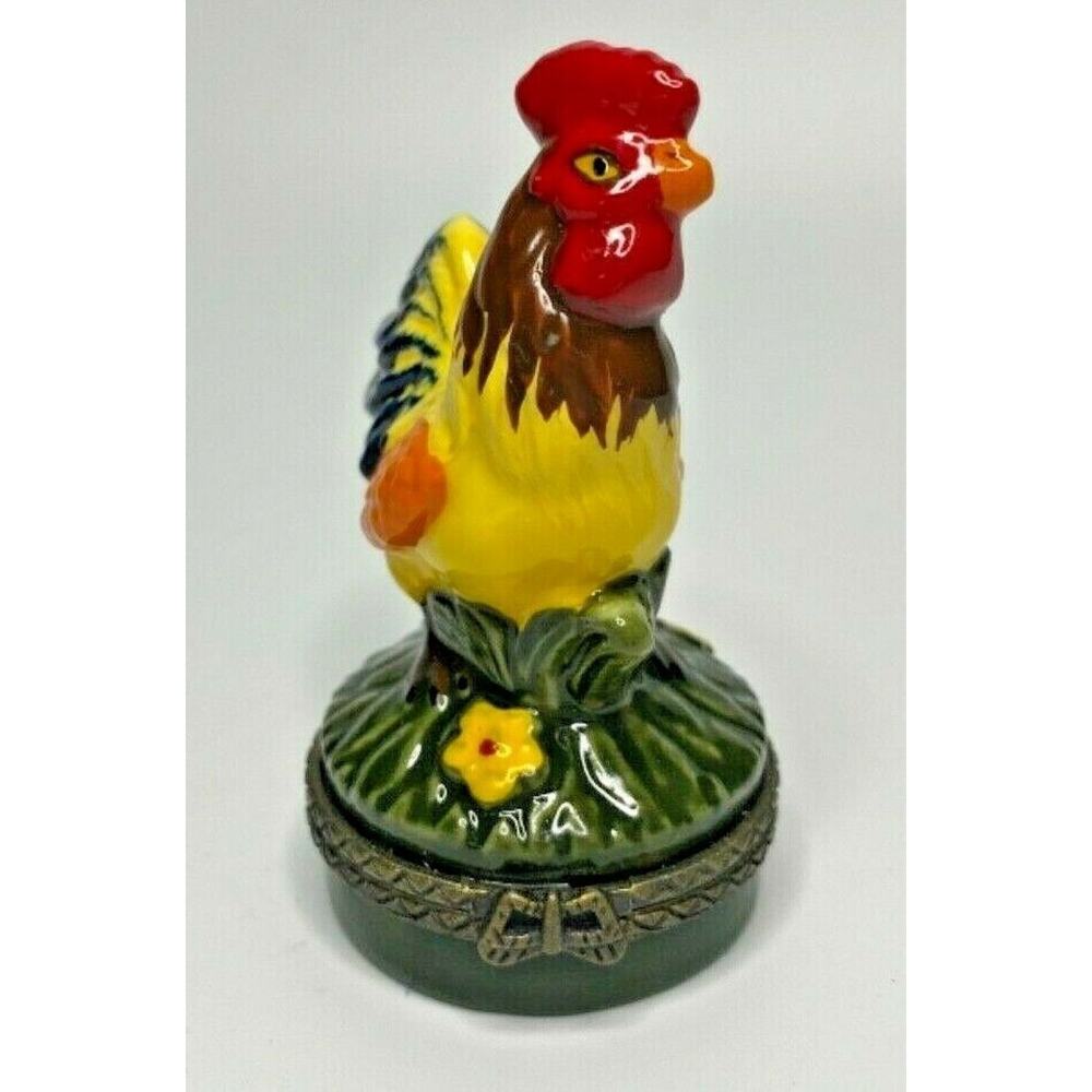 Vintage Porcelain Rooster‎ Trinket Box U185-2